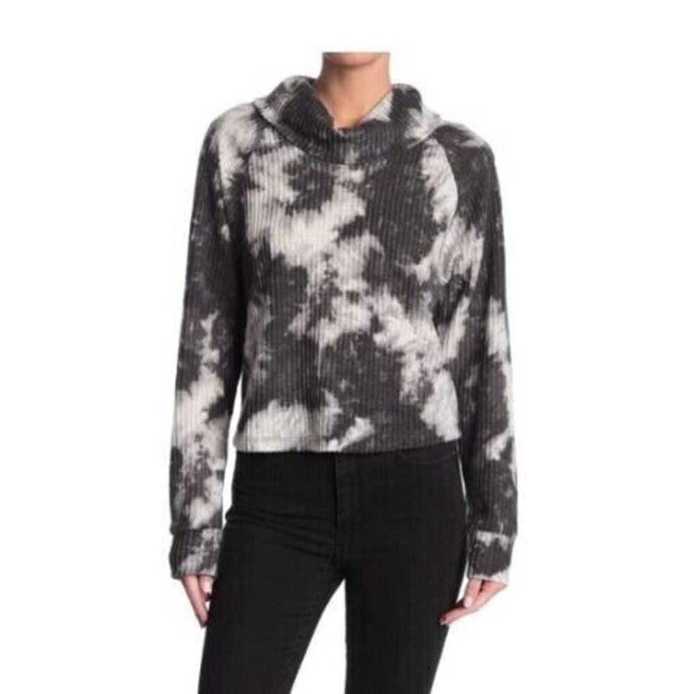 Abound Women's Long Sleeve Tie-Dye Funnel Neck Thermal Top Black Small Nordstrom